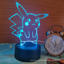 Pokemon Pikachu 3D LED Night Light, 3D Optical Illusion Visual Lamp 7 Colors Touch Table Desk Lamp